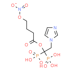 ChemSpider 2D Image | [2-(1H-Imidazol-1-yl)-1-{[4-(nitrooxy)butanoyl]oxy}-1,1-ethanediyl]bis(phosphonic acid) | C9H15N3O11P2