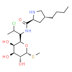 ChemSpider 2D Image | Methyl (5R)-5-[(1S)-1-{[(4R)-4-butyl-L-prolyl]amino}-2-chloropropyl]-1-thio-beta-L-arabinopyranoside | C18H33ClN2O5S
