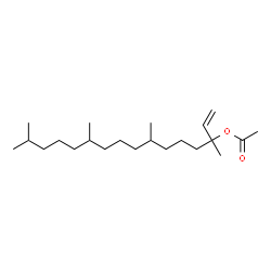 ChemSpider 2D Image | 3,7,11,15-Tetramethyl-1-hexadecen-3-yl acetate | C22H42O2