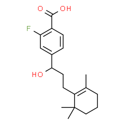 ChemSpider 2D Image | 2-Fluoro-4-[1-hydroxy-3-(2,6,6-trimethyl-1-cyclohexen-1-yl)propyl]benzoic acid | C19H25FO3