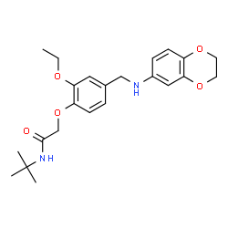 ChemSpider 2D Image | 2-{4-[(2,3-Dihydro-1,4-benzodioxin-6-ylamino)methyl]-2-ethoxyphenoxy}-N-(2-methyl-2-propanyl)acetamide | C23H30N2O5