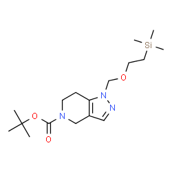 ChemSpider 2D Image | 2-Methyl-2-propanyl 1-{[2-(trimethylsilyl)ethoxy]methyl}-1,4,6,7-tetrahydro-5H-pyrazolo[4,3-c]pyridine-5-carboxylate | C17H31N3O3Si