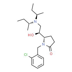 ChemSpider 2D Image | (5S)-1-(2-Chlorobenzyl)-5-{(1S)-2-[di-(2R)-2-butanylamino]-1-hydroxyethyl}-2-pyrrolidinone | C21H33ClN2O2