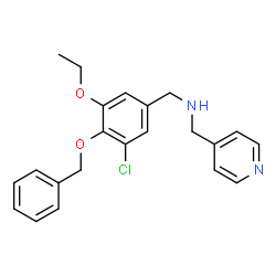 ChemSpider 2D Image | 1-[4-(Benzyloxy)-3-chloro-5-ethoxyphenyl]-N-(4-pyridinylmethyl)methanamine | C22H23ClN2O2