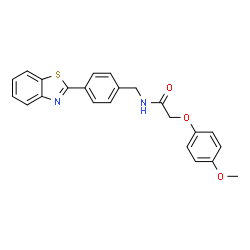 ChemSpider 2D Image | N-[4-(1,3-Benzothiazol-2-yl)benzyl]-2-(4-methoxyphenoxy)acetamide | C23H20N2O3S
