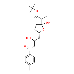 ChemSpider 2D Image | 2-Methyl-2-propanyl 2-[(5S)-2-hydroxy-5-{(2S)-2-hydroxy-3-[(R)-(4-methylphenyl)sulfinyl]propyl}tetrahydro-2-furanyl]propanoate | C21H32O6S