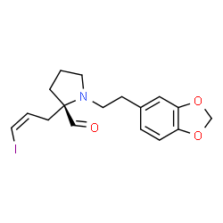 ChemSpider 2D Image | (2S)-1-[2-(1,3-Benzodioxol-5-yl)ethyl]-2-[(2Z)-3-iodo-2-propen-1-yl]-2-pyrrolidinecarbaldehyde | C17H20INO3