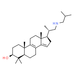 ChemSpider 2D Image | (3S,5R,10S,13R,17R)-17-[(2S)-1-(Isobutylamino)-2-propanyl]-4,4,10,13-tetramethyl-2,3,4,5,6,7,10,11,12,13,16,17-dodecahydro-1H-cyclopenta[a]phenanthren-3-ol | C28H47NO