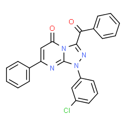 ChemSpider 2D Image | 3-Benzoyl-1-(3-chlorophenyl)-7-phenyl[1,2,4]triazolo[4,3-a]pyrimidin-5(1H)-one | C24H15ClN4O2