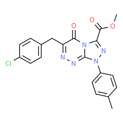 ChemSpider 2D Image | Methyl 6-(4-chlorobenzyl)-1-(4-methylphenyl)-5-oxo-1,5-dihydro[1,2,4]triazolo[3,4-c][1,2,4]triazine-3-carboxylate | C20H16ClN5O3