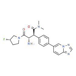 ChemSpider 2D Image | (2S,3S)-3-Amino-4-[(3S)-3-fluoro-1-pyrrolidinyl]-N,N-dimethyl-4-oxo-2-[4-([1,2,4]triazolo[1,5-a]pyridin-6-yl)phenyl]butanamide | C22H25FN6O2