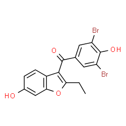 ChemSpider 2D Image | (3,5-Dibromo-4-hydroxyphenyl)(2-ethyl-6-hydroxy-1-benzofuran-3-yl)methanone | C17H12Br2O4