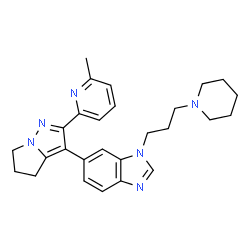 ChemSpider 2D Image | 6-[2-(6-Methyl-2-pyridinyl)-5,6-dihydro-4H-pyrrolo[1,2-b]pyrazol-3-yl]-1-[3-(1-piperidinyl)propyl]-1H-benzimidazole | C27H32N6