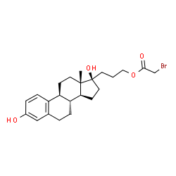ChemSpider 2D Image | 3-[(8R,9S,13S,14S,17R)-3,17-Dihydroxy-13-methyl-7,8,9,11,12,13,14,15,16,17-decahydro-6H-cyclopenta[a]phenanthren-17-yl]propyl bromoacetate | C23H31BrO4