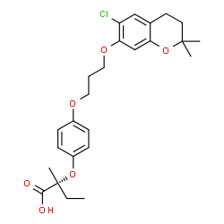 ChemSpider 2D Image | (2R)-2-(4-{3-[(6-Chloro-2,2-dimethyl-3,4-dihydro-2H-chromen-7-yl)oxy]propoxy}phenoxy)-2-methylbutanoic acid | C25H31ClO6