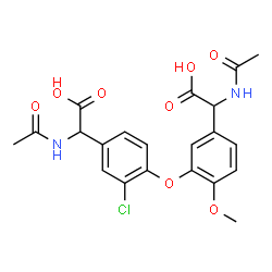 ChemSpider 2D Image | Acetamido(3-{4-[acetamido(carboxy)methyl]-2-chlorophenoxy}-4-methoxyphenyl)acetic acid | C21H21ClN2O8