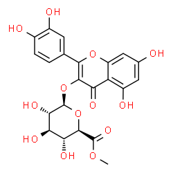 ChemSpider 2D Image | 2-(3,4-Dihydroxyphenyl)-5,7-dihydroxy-4-oxo-4H-chromen-3-yl methyl beta-L-glucopyranosiduronate | C22H20O13