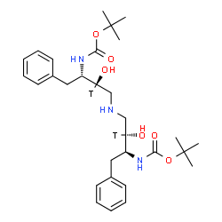 ChemSpider 2D Image | Bis(2-methyl-2-propanyl) {iminobis[(2S,3S)-3-hydroxy-1-phenyl(3-~3~H)-4,2-butanediyl]}biscarbamate | C30H43T2N3O6
