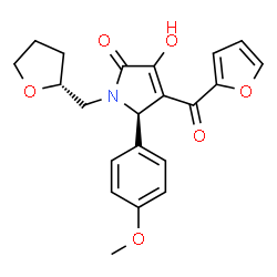 ChemSpider 2D Image | (5R)-4-(2-Furoyl)-3-hydroxy-5-(4-methoxyphenyl)-1-[(2R)-tetrahydro-2-furanylmethyl]-1,5-dihydro-2H-pyrrol-2-one | C21H21NO6