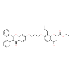ChemSpider 2D Image | Ethyl 4-oxo-7-{3-[(4-oxo-2,3-diphenyl-4H-chromen-7-yl)oxy]propoxy}-8-propyl-4H-chromene-2-carboxylate | C39H34O8