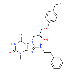 ChemSpider 2D Image | 7-[(2S)-3-(4-Ethylphenoxy)-2-hydroxypropyl]-3-methyl-8-[(2-phenylethyl)amino]-3,7-dihydro-1H-purine-2,6-dione | C25H29N5O4