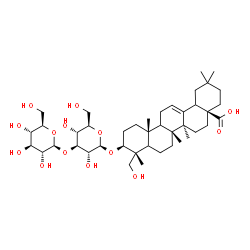 ChemSpider 2D Image | (3beta,5xi,9xi,18xi)-3-{[3-O-(beta-D-Glucopyranosyl)-beta-D-glucopyranosyl]oxy}-23-hydroxyolean-12-en-28-oic acid | C42H68O14