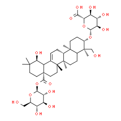 ChemSpider 2D Image | 1-O-[(3beta,5xi,18xi,19alpha)-3-(beta-D-Glucopyranuronosyloxy)-19,24-dihydroxy-28-oxoolean-12-en-28-yl]-beta-D-glucopyranose | C42H66O16