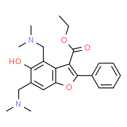 ChemSpider 2D Image | Ethyl 4,6-bis[(dimethylamino)methyl]-5-hydroxy-2-phenyl-1-benzofuran-3-carboxylate | C23H28N2O4