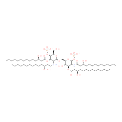 ChemSpider 2D Image | 2-Deoxy-6-O-(2-deoxy-3-O-[(3R)-3-hydroxytetradecanoyl]-2-{[(3R)-3-hydroxytetradecanoyl]amino}-4-O-phosphonato-beta-D-glucopyranosyl)-3-O-[(3R)-3-hydroxytetradecanoyl]-2-{[(3R)-3-hydroxytetradecanoyl]a
mino}-1-O-phosphonato-alpha-D-glucopyranose | C68H126N2O23P2