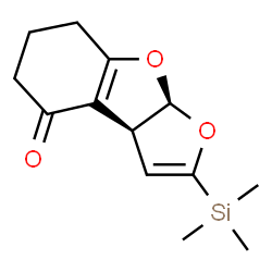 ChemSpider 2D Image | (3aS,8aS)-2-(Trimethylsilyl)-3a,6,7,8a-tetrahydrofuro[2,3-b][1]benzofuran-4(5H)-one | C13H18O3Si
