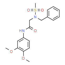 ChemSpider 2D Image | N~2~-Benzyl-N-(3,4-dimethoxyphenyl)-N~2~-(methylsulfonyl)glycinamide | C18H22N2O5S