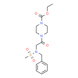 ChemSpider 2D Image | Ethyl 4-[N-benzyl-N-(methylsulfonyl)glycyl]-1-piperazinecarboxylate | C17H25N3O5S