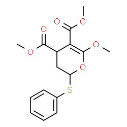 ChemSpider 2D Image | Dimethyl 6-methoxy-2-(phenylsulfanyl)-3,4-dihydro-2H-pyran-4,5-dicarboxylate | C16H18O6S