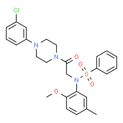 ChemSpider 2D Image | N-{2-[4-(3-Chlorophenyl)-1-piperazinyl]-2-oxoethyl}-N-(2-methoxy-5-methylphenyl)benzenesulfonamide | C26H28ClN3O4S