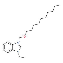 ChemSpider 2D Image | 3-[(Decyloxy)methyl]-1-ethyl-1H-benzimidazol-3-ium | C20H33N2O