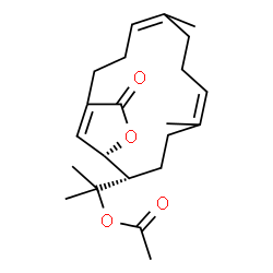 ChemSpider 2D Image | 2-[(12S,13S)-5,9-Dimethyl-15-oxo-14-oxabicyclo[11.2.1]hexadeca-1(16),4,8-trien-12-yl]-2-propanyl acetate | C22H32O4