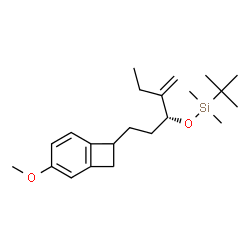ChemSpider 2D Image | {[(3R)-1-(3-Methoxybicyclo[4.2.0]octa-1,3,5-trien-7-yl)-4-methylene-3-hexanyl]oxy}(dimethyl)(2-methyl-2-propanyl)silane | C22H36O2Si