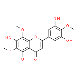ChemSpider 2D Image | 2-(3,5-Dihydroxy-4-methoxyphenyl)-5,7-dihydroxy-6,8-dimethoxy-4H-chromen-4-one | C18H16O9