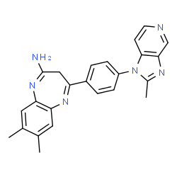 ChemSpider 2D Image | 7,8-Dimethyl-4-[4-(2-methyl-1H-imidazo[4,5-c]pyridin-1-yl)phenyl]-3H-1,5-benzodiazepin-2-amine | C24H22N6