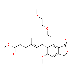 ChemSpider 2D Image | Methyl (4E)-6-{6-methoxy-4-[(2-methoxyethoxy)methoxy]-7-methyl-3-oxo-1,3-dihydro-2-benzofuran-5-yl}-4-methyl-4-hexenoate | C22H30O8