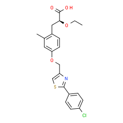 ChemSpider 2D Image | (2S)-3-(4-{[2-(4-Chlorophenyl)-1,3-thiazol-4-yl]methoxy}-2-methylphenyl)-2-ethoxypropanoic acid | C22H22ClNO4S