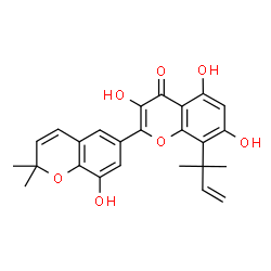 ChemSpider 2D Image | 3,5,7,8'-Tetrahydroxy-2',2'-dimethyl-8-(2-methyl-3-buten-2-yl)-2'H,4H-2,6'-bichromen-4-one | C25H24O7