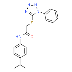 ChemSpider 2D Image | N-(4-ISOPROPYL-PHENYL)-2-(1-PHENYL-1H-TETRAZOL-5-YLSULFANYL)-ACETAMIDE | C18H19N5OS