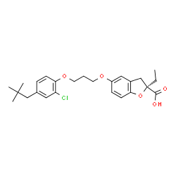 ChemSpider 2D Image | (2S)-5-{3-[2-Chloro-4-(2,2-dimethylpropyl)phenoxy]propoxy}-2-ethyl-2,3-dihydro-1-benzofuran-2-carboxylic acid | C25H31ClO5