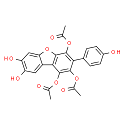 ChemSpider 2D Image | 7,8-Dihydroxy-3-(4-hydroxyphenyl)dibenzo[b,d]furan-1,2,4-triyl triacetate | C24H18O10
