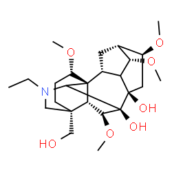 ChemSpider 2D Image | (1alpha,4beta,6beta,7beta,9xi,14alpha,16beta,17xi)-20-Ethyl-4-(hydroxymethyl)-1,6,14,16-tetramethoxyaconitane-7,8-diol | C25H41NO7