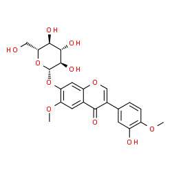 ChemSpider 2D Image | 3-(3-Hydroxy-4-methoxyphenyl)-6-methoxy-4-oxo-4H-chromen-7-yl beta-D-glucopyranoside | C23H24O11