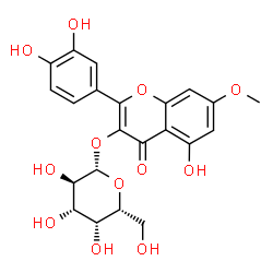 ChemSpider 2D Image | 2-(3,4-Dihydroxyphenyl)-5-hydroxy-7-methoxy-4-oxo-4H-chromen-3-yl beta-D-galactopyranoside | C22H22O12