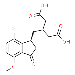 ChemSpider 2D Image | 3-{[(1R)-7-Bromo-4-methoxy-3-oxo-2,3-dihydro-1H-inden-1-yl]methyl}pentanedioic acid | C16H17BrO6