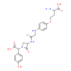 ChemSpider 2D Image | O-(4-{[2-({1-[Carboxy(4-hydroxyphenyl)methyl]-2-oxo-3-azetidinyl}amino)-2-oxoethyl]amino}phenyl)homoserine | C23H26N4O8